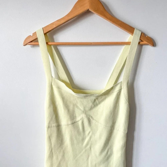 Zara Knitted Thick Strap Dress Pastel Yellow Size  Medium NWOT - Picture 4 of 8